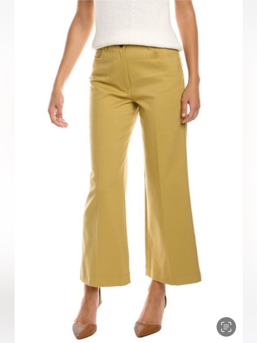 NWT Rebecca Taylor Pique Jeans Wide Leg Cropped Tailored Structured Mustard 12